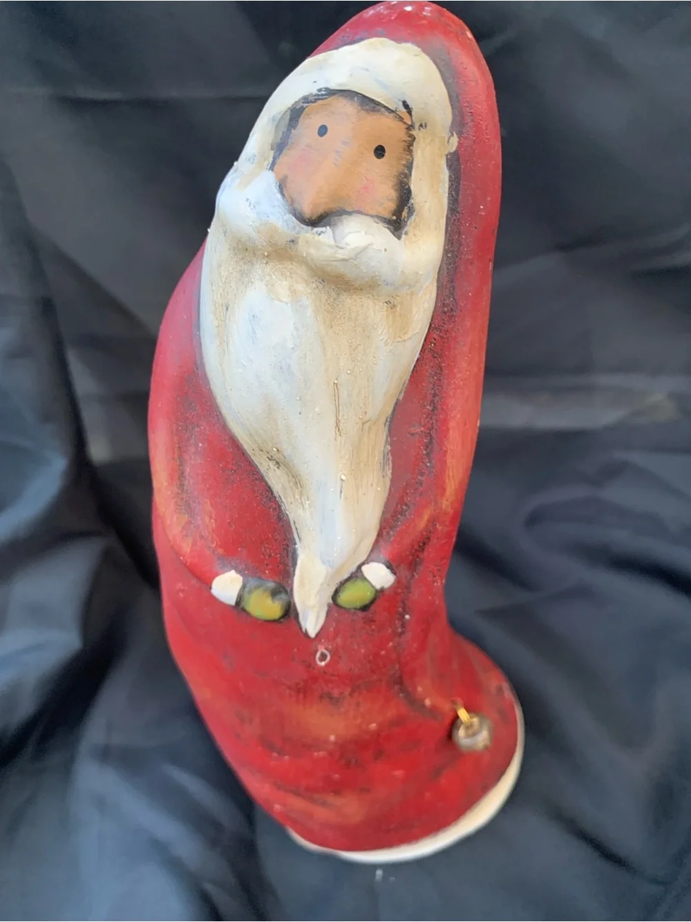 Set of Three Chubby Rustic Hand-Painted Red Santa Claus Figurines Lightweight